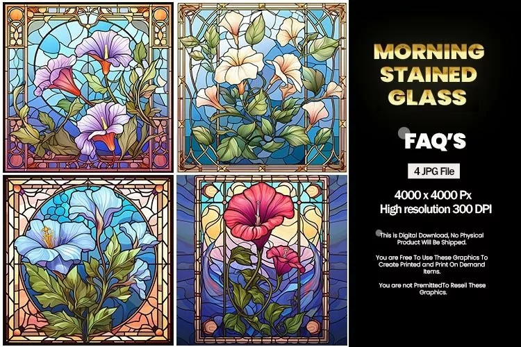 Stained Glass Morning Square Coaster - 04 Variations