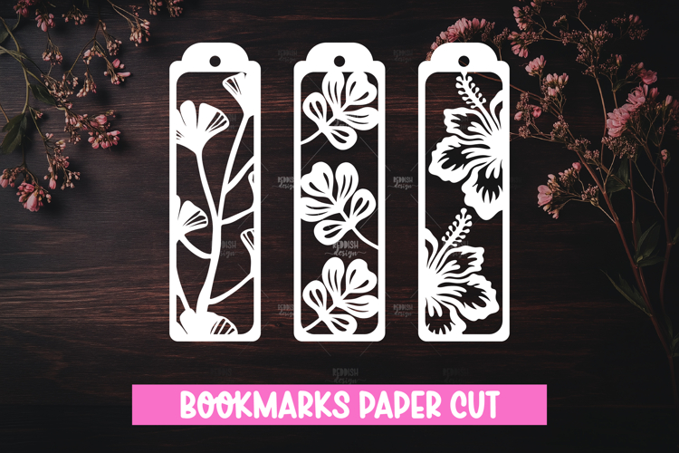 3 Floral Bookmarks Paper cut SVG Laser cut,Cricut,Silhouette