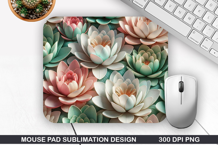 3D Flowers Mouse Pad Sublimation, Flowers Mouse Pad PNG example image 1