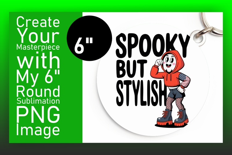 Chic Circle PNG Keychain Design , Funny Ghost