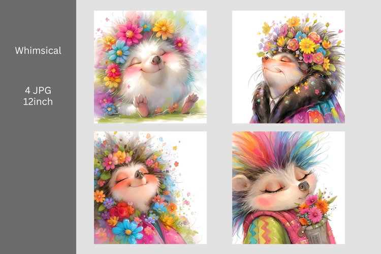 Hedgehog JPG, Whimsical JPG, JPG, Junk journal,