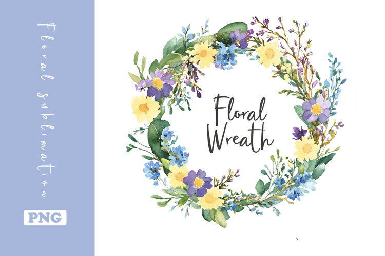 Watercolor Lovely Wildflower Wreath Clipart
