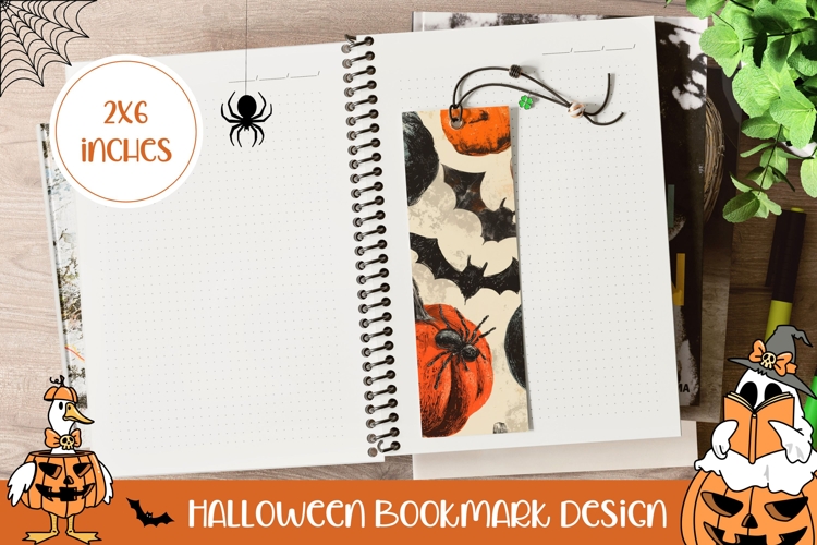 Cartoon Halloween Pumpkins Bookmark, Halloween Bats Bookmark