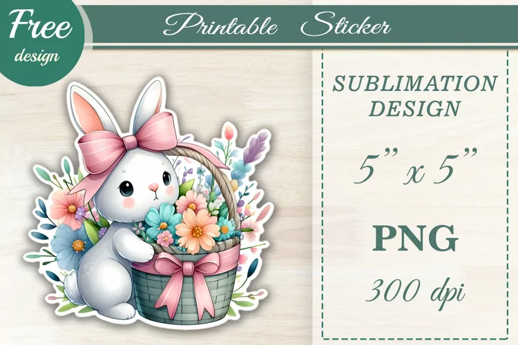 Easter Bunny, Printable Sticker, Sublimation Design, Png