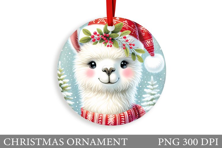 Cute Lama Christmas Ornament. Christmas Ornament Sublimation