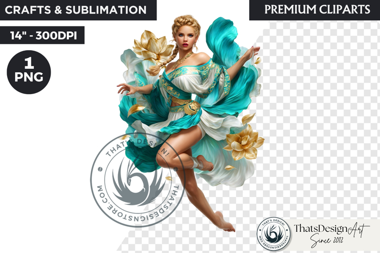 Royal Lotus Princess Fantasy Goddess Floral Clipart