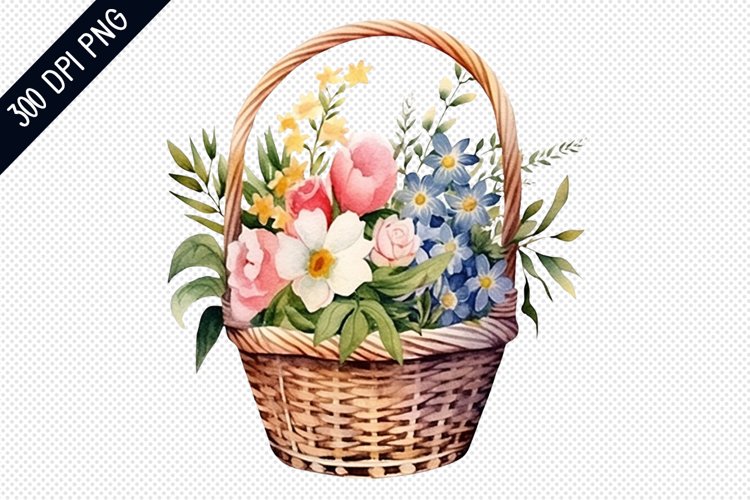 Flowers Basket Sublimation - Flowers Sublimation Design