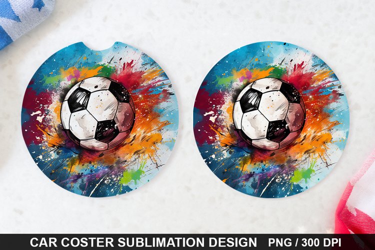 Soccer Ball Car Coaster - Coaster Sublimation Design