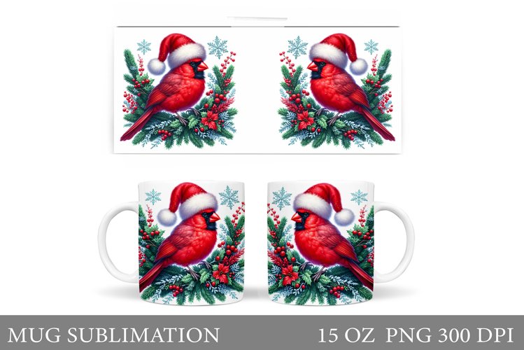 Cute Bird Mug Design. Christmas Mug Sublimation