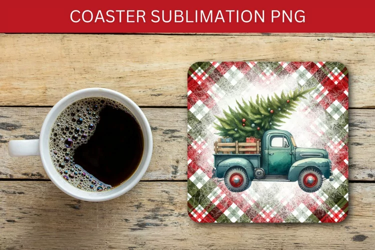 square coaster - christmas truck