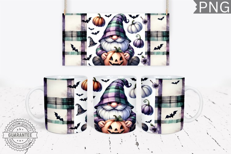 Halloween Gnome Mug Wrap Sublimation - Halloween PNG