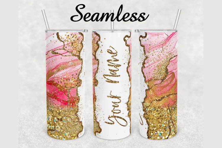 Alcohol Ink Glitter Agate 20 oz sublimation design tumbler