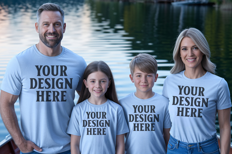 Bella Canvas 3001 Family Group T-Shirt Mockup