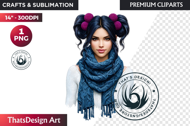 Cosy Winter Girl Clipart, Fashion Girl PNG, christmas