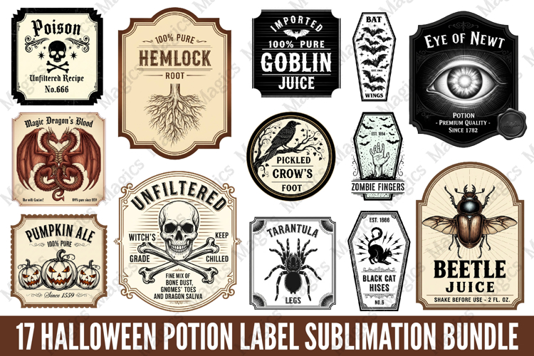 Potion Bottle Labels Sublimation Bundle