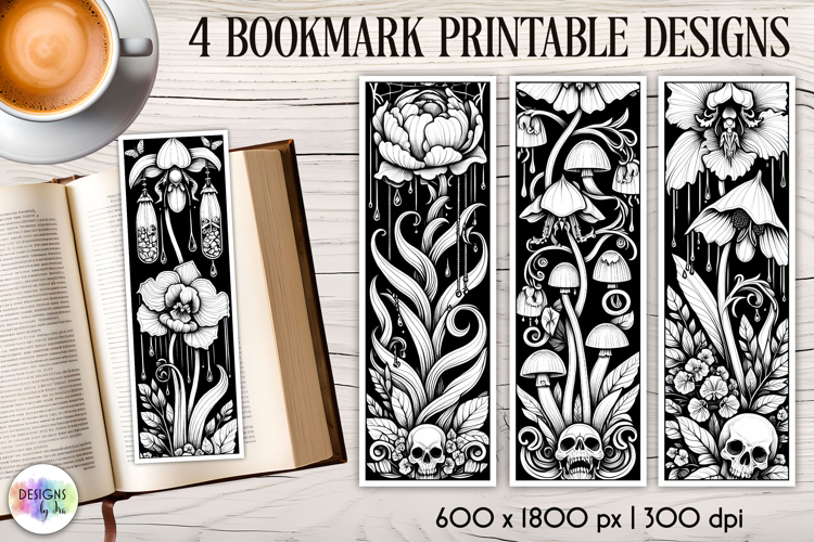 Halloween Bookmarks, Gothic Black and White Bookmarks