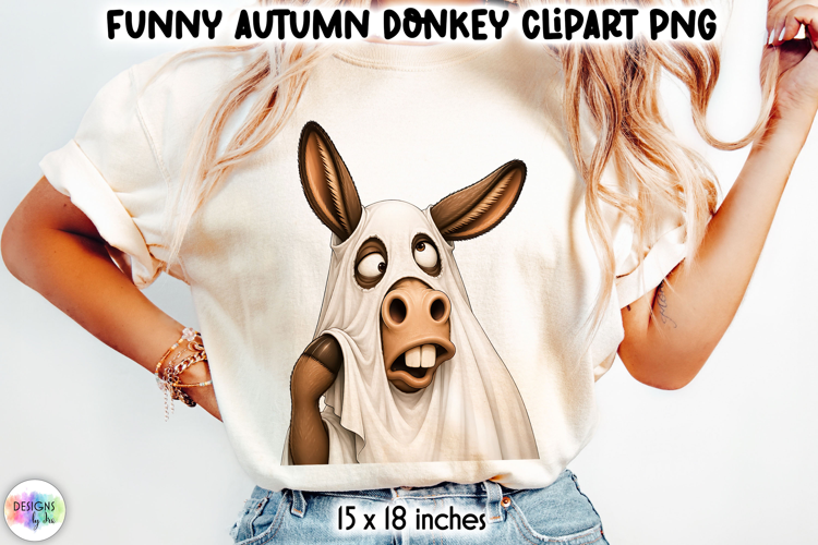 Funny Donkey Ghost Costume Halloween Clipart PNG