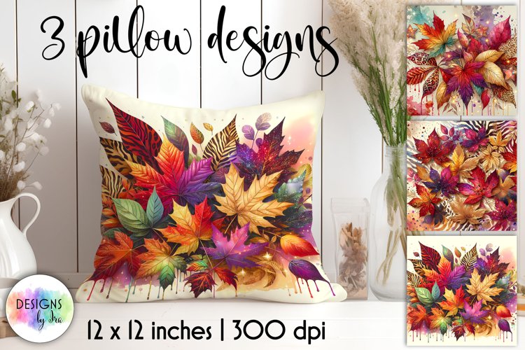 Autumn Decorative Pillows, Golden Autumn Leaves Na Pumpkins