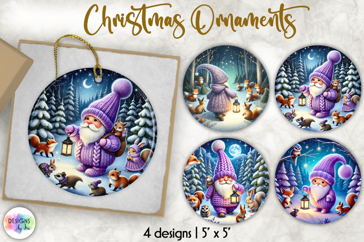 Christmas Ornament Sublimation, Cute Nordic Gnome Ornament