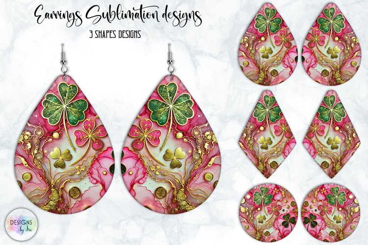 St. Patrick’s Day Earrings Sublimation, Lucky Clover Art