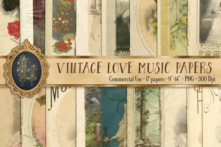 17 Antique Love Music Sheets Love Songs Digital Papers example image 1