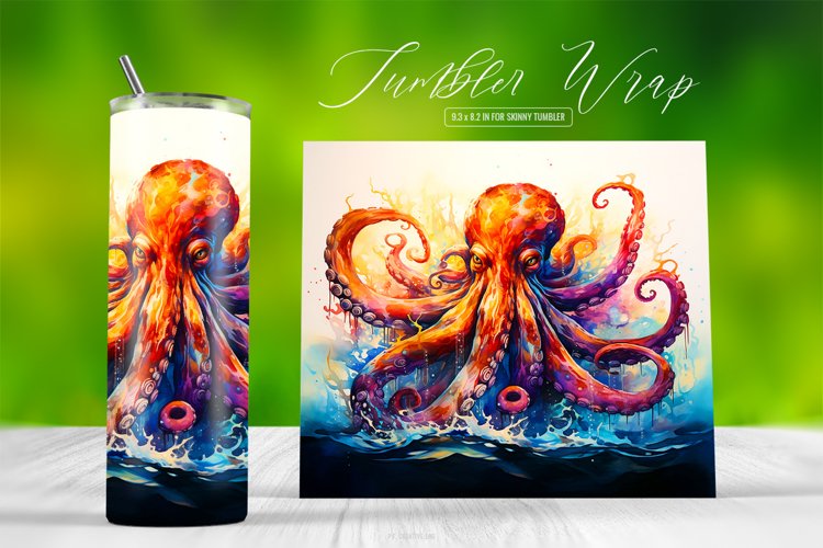 Octopus Watercolor Animal Tumbler Sublimation Wrap