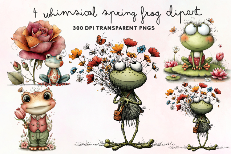 Whimsical Spring Frog Clipart PNG