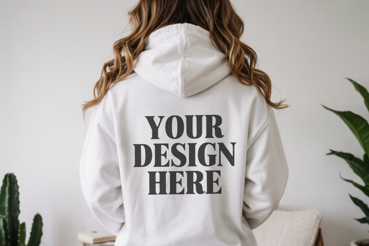 White Gildan 18500 Hoodie Mockup ,Cozy Unisex Sweatshir