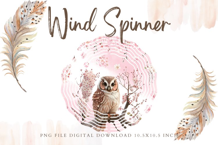 Owl Flower Wind Spinner Template Sublimation example image 1
