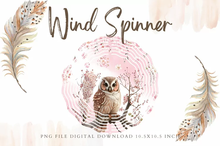 Owl Flower Wind Spinner Template Sublimation