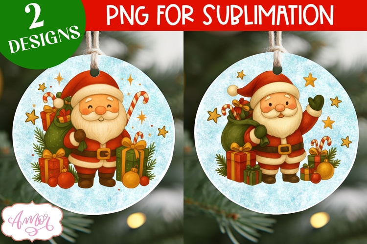 Christmas ornament PNG sublimation, Santa ornament PNG