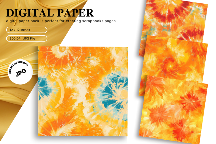 Orange Tie dye Texture Background Wallpaper Digital Paper