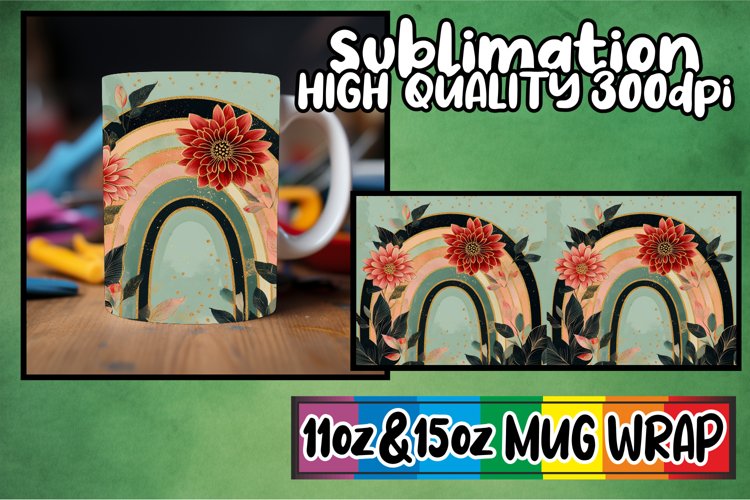 Whimsical nights 11oz 15oz sublimation wrap, Flower example image 1