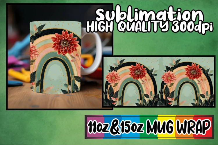 Whimsical nights 11oz 15oz sublimation wrap, Flower