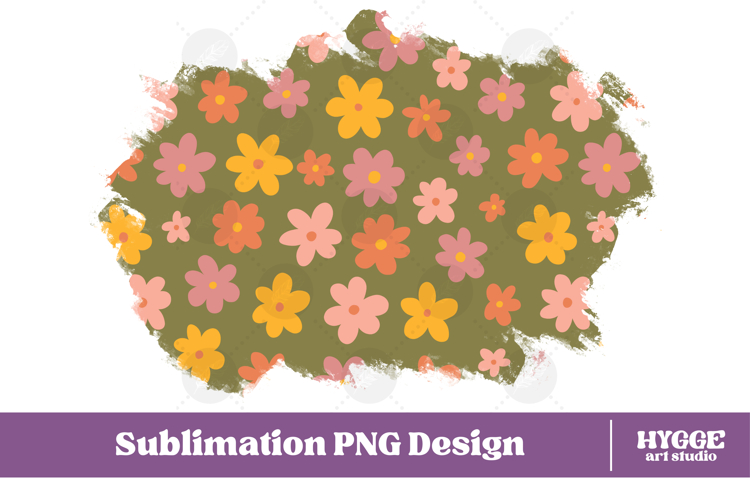 Retro Flowers Background Png Floral Paper Sublimation Splash