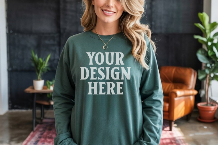 Forest Green Gildan 18000 Crewnwck Sweatshirt Mockup, gildan