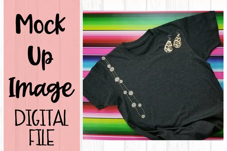 Charcoal Short Sleeve Tee Shirt on Serape Mock Up