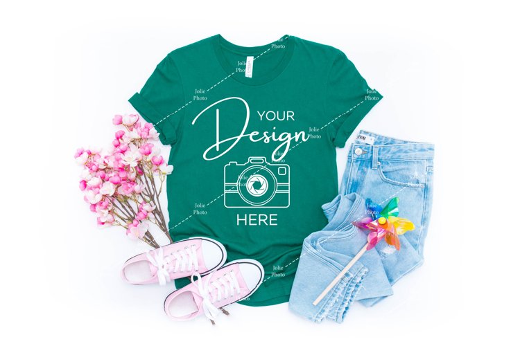 Bella Canvas Mockup 3001 Kelly Green T-shirt Spring