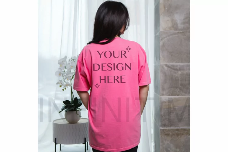 1717 Comfort Colors Crunchberry mockup Pink tshirt mockup