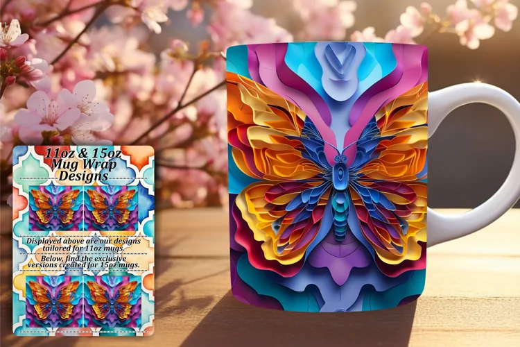 Dynamic 3D Butterfly Mug Wrap: Spring Edition
