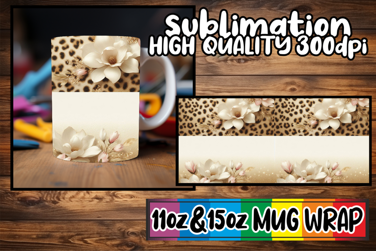 Radiant adventures 11oz 15oz sublimation wrap, Leopard Print