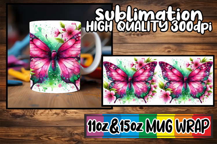 Peaceful moments 11oz 15oz mug wrap, Butterfly