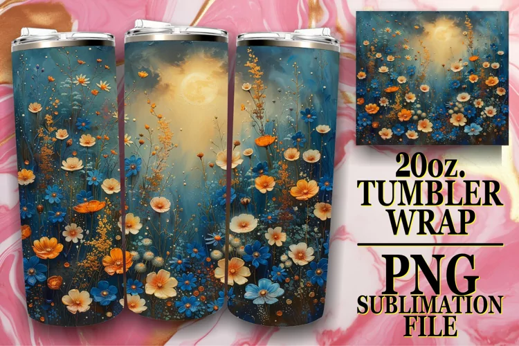 Springtime Flower Pattern Tumbler Sublimation Design