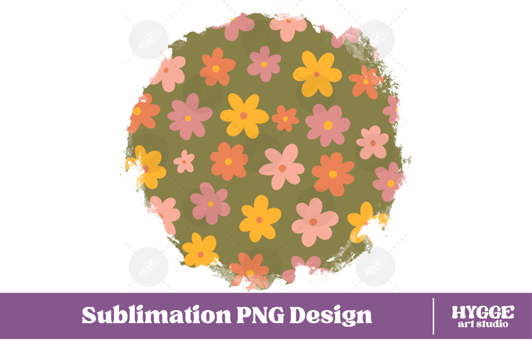 Retro Flowers Background Png Floral Paper Sublimation Splash