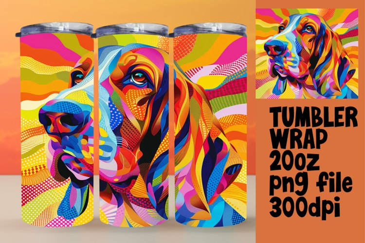 Dynamic Colorful Dog Design Wrap 20oz example image 1