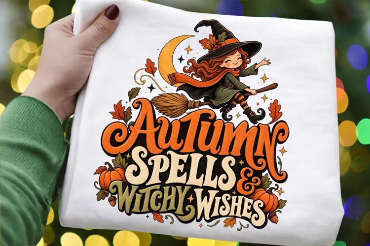 Autumn Spells & Witchy Wishes PNG, Cute Fall Witch Halloween