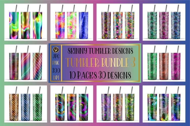 10 Pack Tumbler Bundle 3, 20 Oz Skinny Tumbler Sublimation