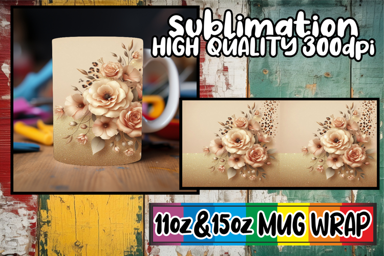 Amazing vibes sublimation 11oz 15oz mug wrap, Leopard Prints