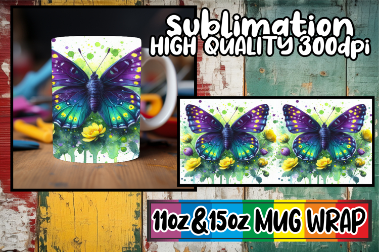 Timeless beauty 11oz 15oz mug wrap, Butterfly