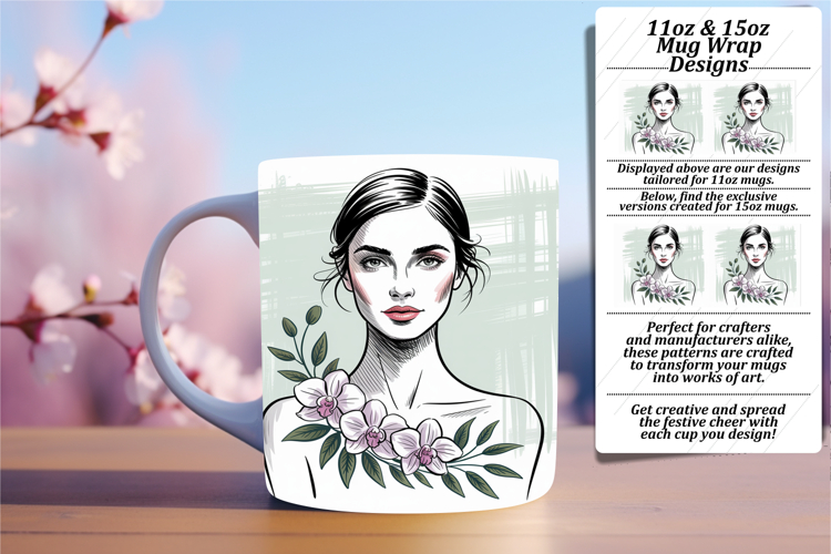 Lovely 15oz Mug Wrap Png Artwork , Beauty Woman
